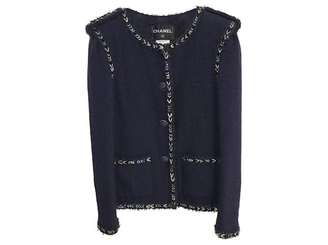 Chanel 16Veste en tweed P Bleu foncé  ref.1210741