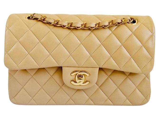 CHANEL Beige Classik Small lined Flap Bag Leather  ref.1210742