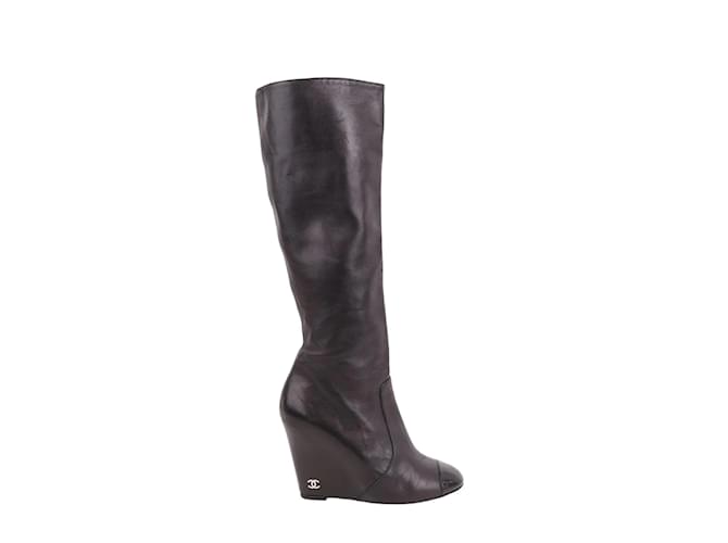 Chanel Leather boots Black  ref.1210776