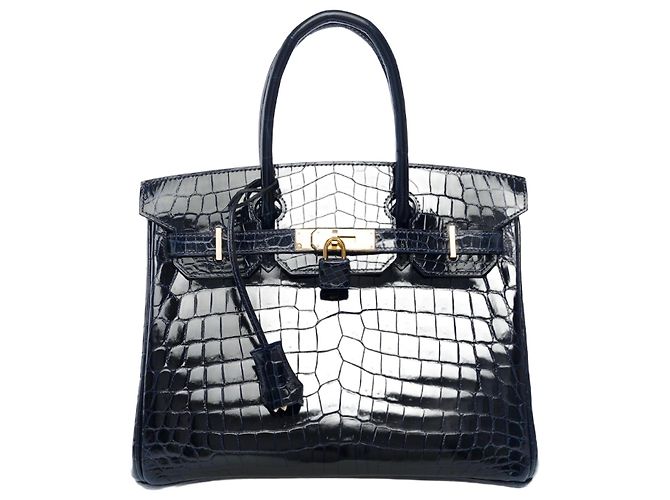 Hermès Borsa HERMES BIRKIN 30 in Pelli Esotiche Blu Navy - 101736