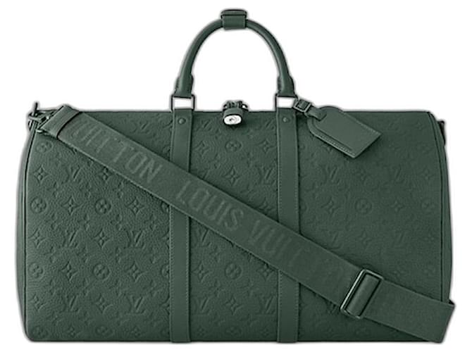 Abbesses Louis Vuitton LV Keepall 50 green leather new Dark green  ref.1210786