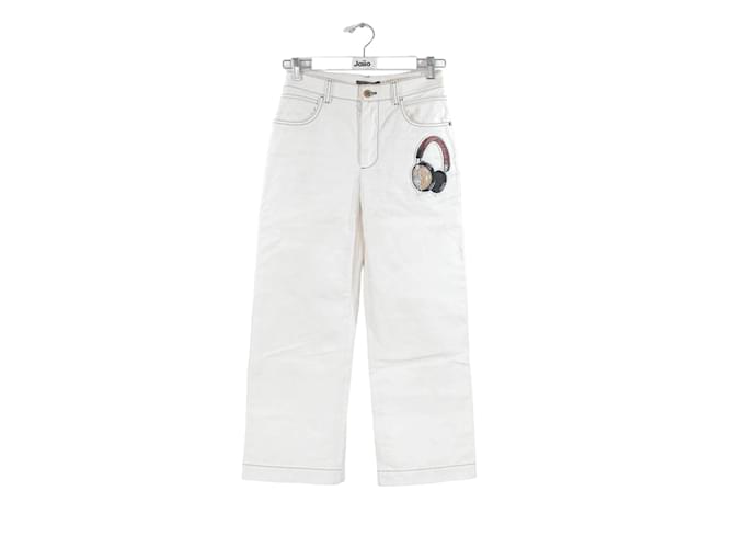 Louis Vuitton Jeans retos de algodão Branco  ref.1210983