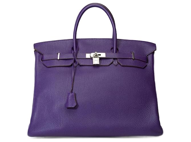 Hermès HERMES BIRKIN Tasche 40 aus violettem Leder - 101732 Lila  ref.1210991