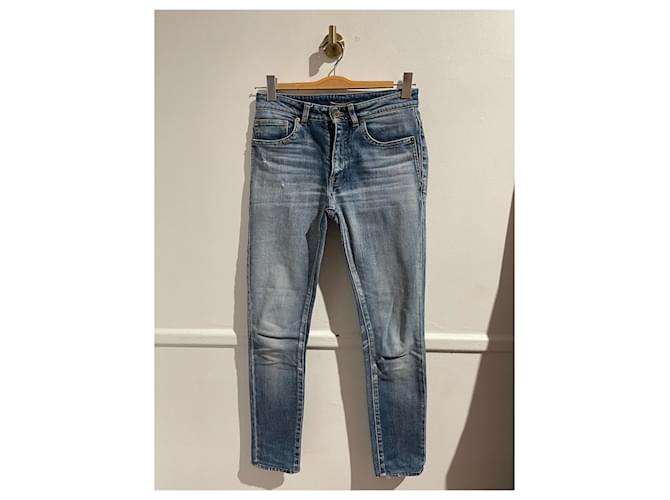 SAINT LAURENT Jeans T.fr 36 cotton Blu Cotone  ref.1211006