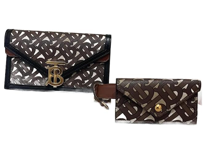 BURBERRY  Clutch bags T.  cloth Brown  ref.1211009