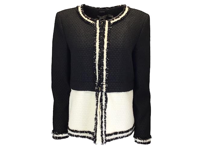 Autre Marque Alice + Olivia Black / Off-White Kidman Convertible Tweed Jacket Polyester  ref.1211040