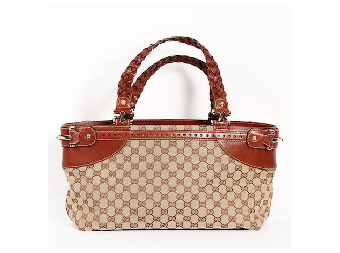 Gucci Braided Shopping Bag Beige Light brown Fur  ref.1211169
