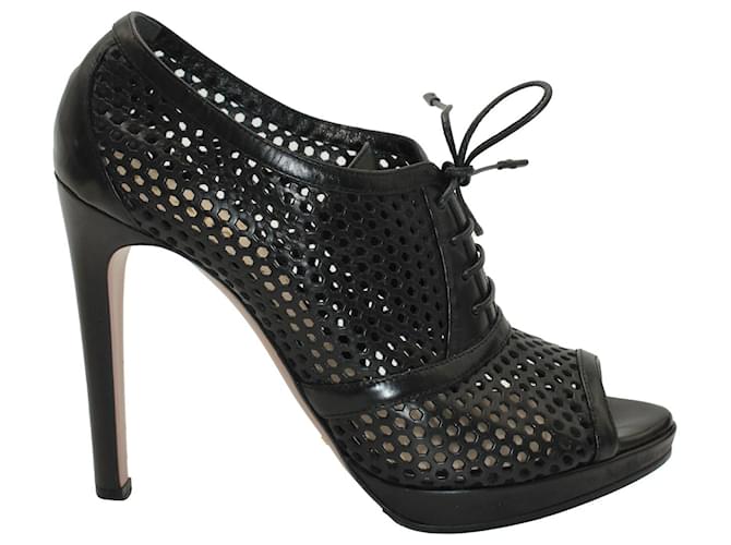 Prada Perforated Platform Sandals in Black Leather  ref.1211675
