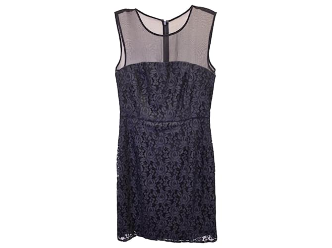 Diane Von Furstenberg Sleeveless Dress in Black Silk and Nylon Lace  ref.1211683