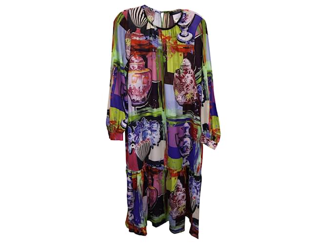 Weekend Max Mara Cassino Printed Midi Dress in Multicolor Silk Multiple colors  ref.1211686