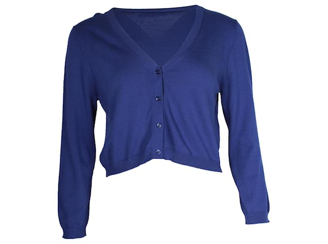 Autre Marque Max Mara Weekend Cropped Cardigan in Blue Viscose Cellulose fibre  ref.1211710