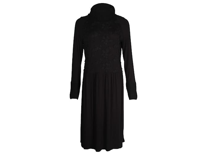 Max Mara Weekend Embroidery Floral Dress in Black Viscose Cellulose fibre  ref.1211713