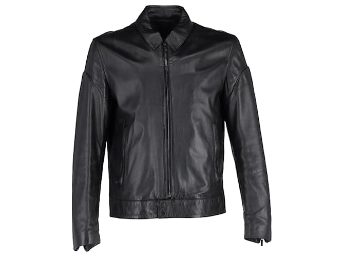 Veste zippée à col Givenchy en cuir noir  ref.1211735