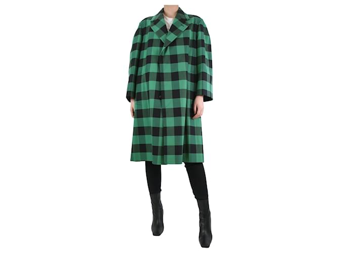 Balenciaga Green and black check coat - size UK 6 Polyamide  ref.1211762