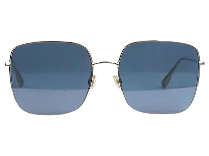 Christian Dior Óculos de sol quadrados azuis com armação dourada Azul  ref.1211763