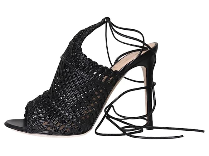 Gianvito Rossi Black weave detail nappa leather sandals - size EU 38  ref.1211768
