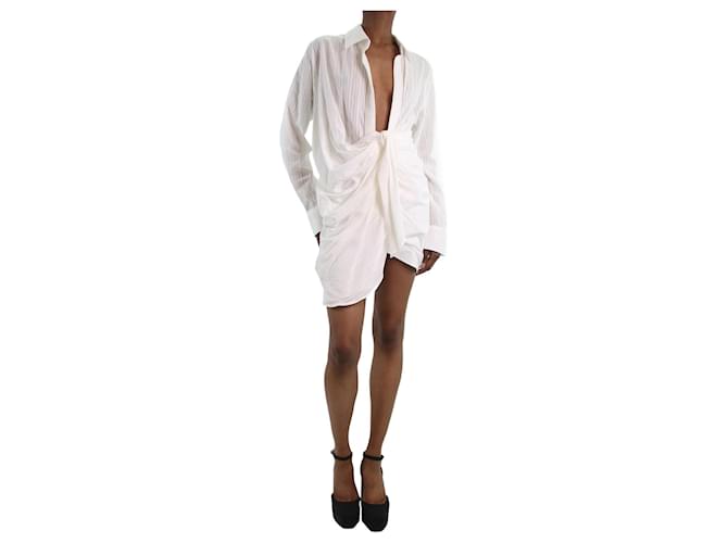 Jacquemus Vestido blanco con escote pronunciado y fruncido La Riviera - talla FR 36 Algodón  ref.1211774