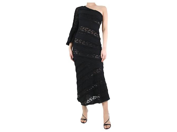 Autre Marque Black one-shoulder lace dress - size L Cotton  ref.1211797
