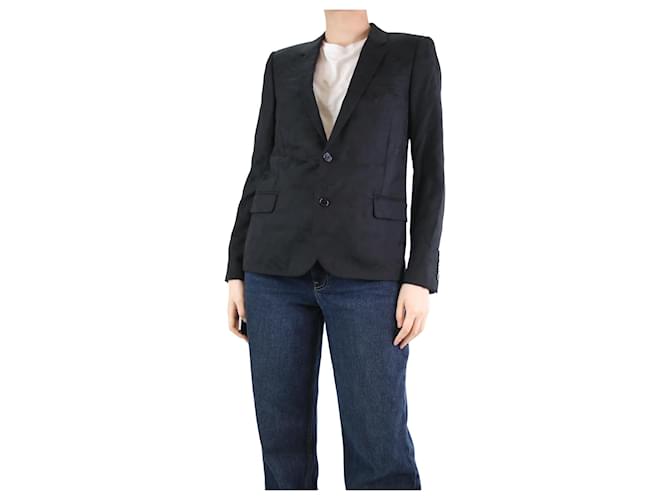 Saint Laurent Black tonal patterned blazer - size UK 14 Wool  ref.1211803