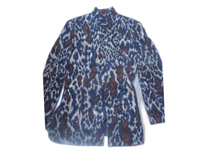 Manteau unique Louis Féraud 38/40 couleur chamarré très chicl Synthétique Bleu Marine  ref.1211813