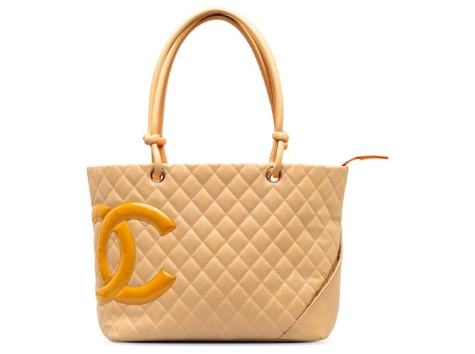 Chanel Brown Large Cambon Ligne Tote Beige Leather  ref.1211835
