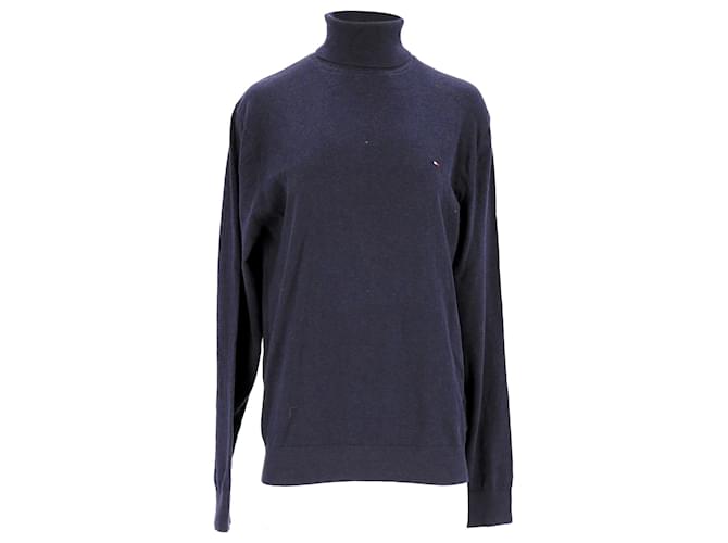Tommy Hilfiger Suéter masculino de algodão orgânico e seda com gola redonda Azul marinho  ref.1211909