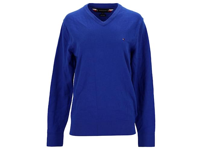 Tommy Hilfiger Weicher Herrenpullover mit V-Ausschnitt aus blauem Nylon  ref.1211914