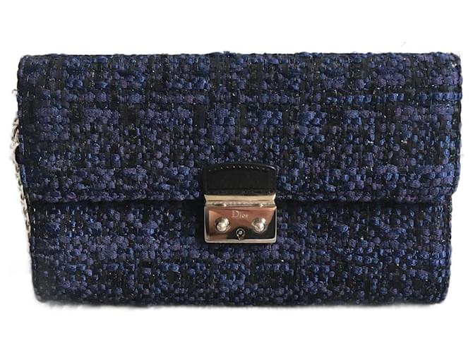Christian Dior Borse Blu Tweed  ref.1211971