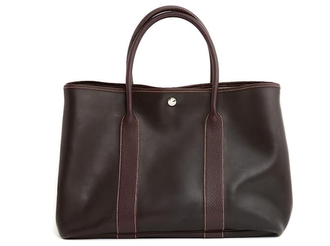 Hermès Hermes 2004 Amazonia Leather Garden Party MM Bag Brown Rubber  ref.1211983