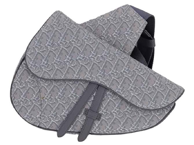 Dior Saddle leather shoulder strap Grey  ref.1212059