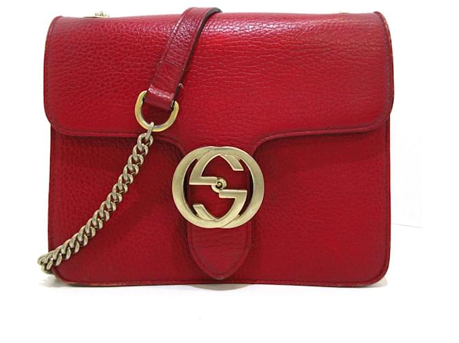 Gucci Interlocking G Red Leather  ref.1212287