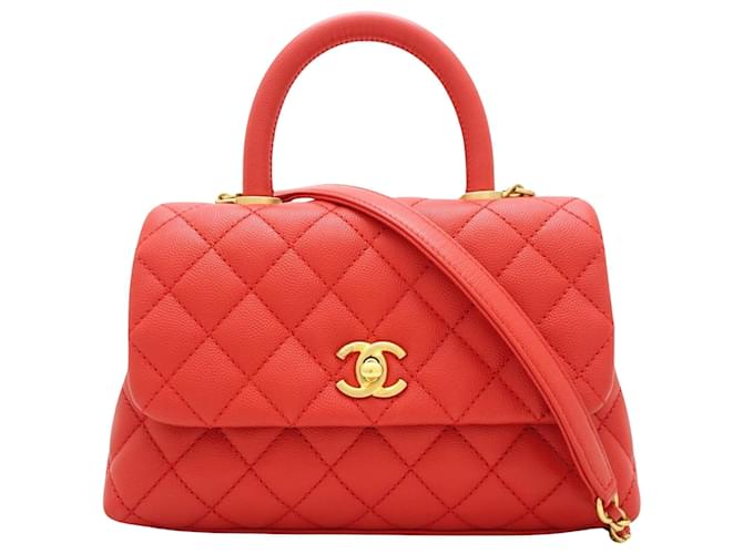 Chanel Coco-Griff Rot Leder  ref.1212375