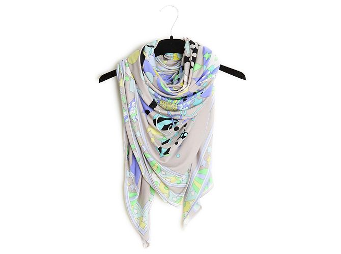 Leonard Carré 145 Grauer Zirkusschal-Sarong aus Seidenjersey Mehrfarben