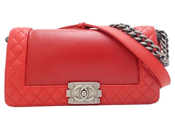 Chanel Boy Red Leather  ref.1212415
