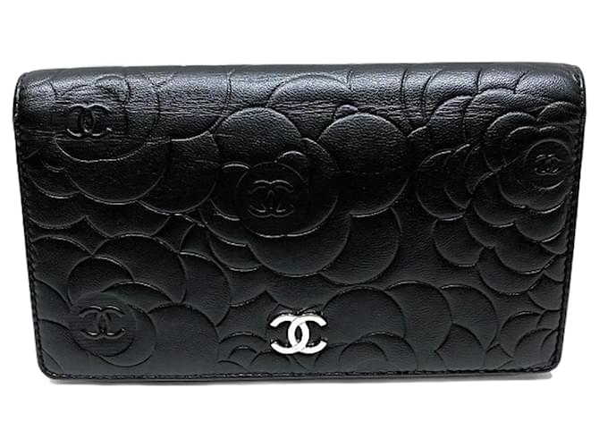 Chanel Camélia Cuir Noir  ref.1212420