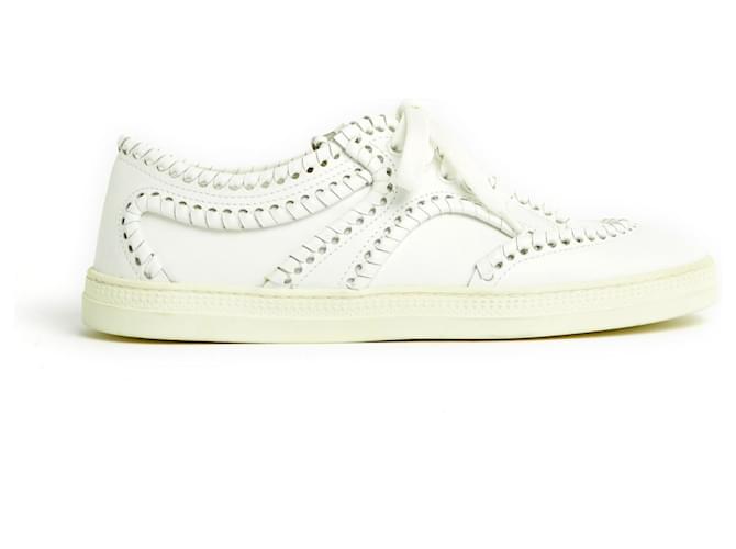 Alaïa Alaia Baskets EU41 Sneakers White Leather Stiches New Cuir Blanc  ref.1212490