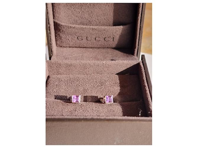 Gucci G Cube en or glance 750/000  et amethysts Or blanc Argenté Violet  ref.1212566
