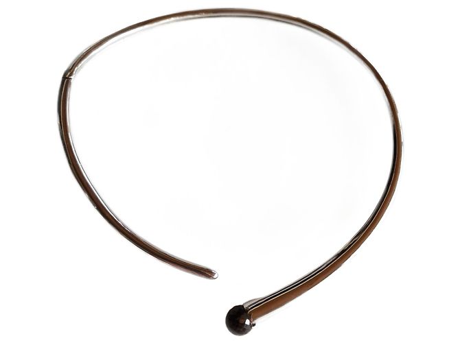 Kenzo Choker in solid silver with brown quartz Silvery