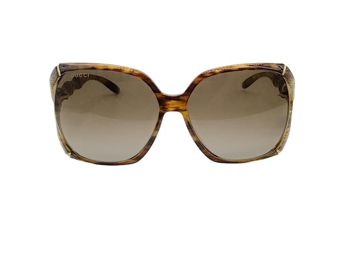 Autre Marque Gucci Brown Bamboo Sunglasses Plastic  ref.1212672