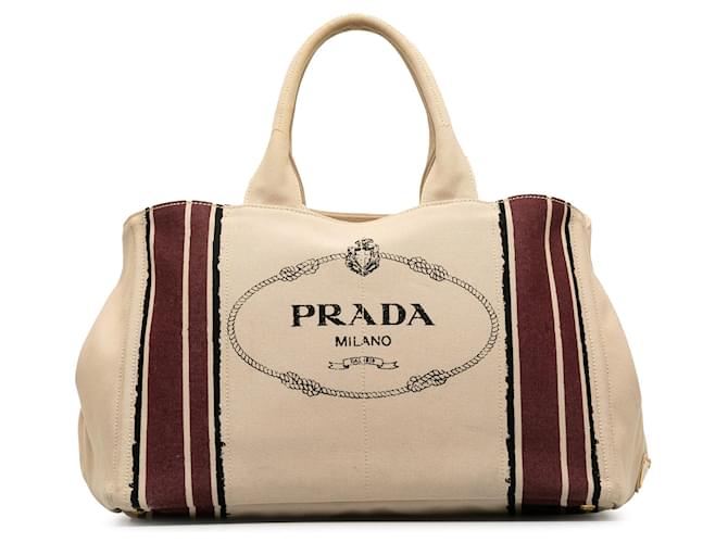Brown Prada Canapa Logo Tote Cloth  ref.1212701