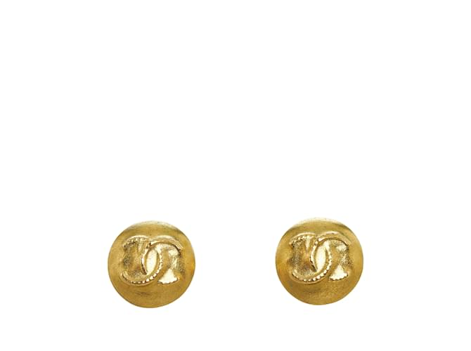 Gold Chanel CC Clip-on Earrings Golden Gold-plated  ref.1212719