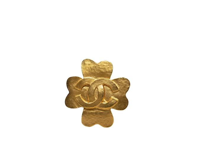 Broche Trébol CC Chanel Dorado Oro amarillo  ref.1212721