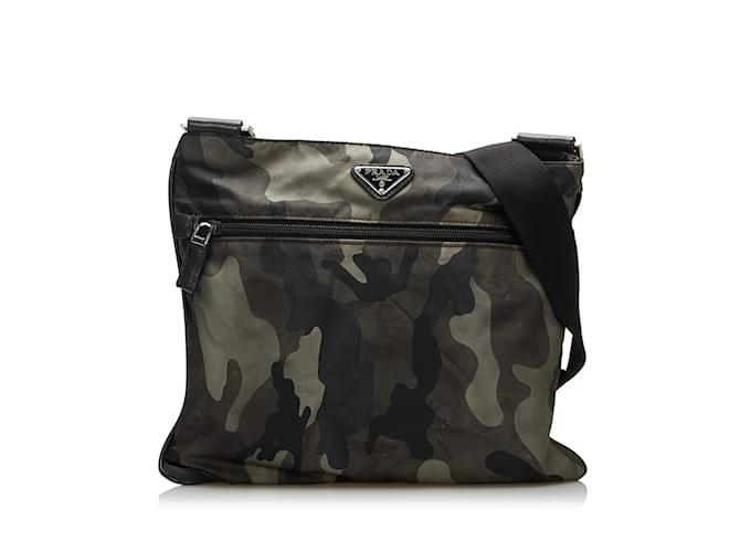 Green Prada Tessuto Camouflage Crossbody Bag Leather  ref.1212756
