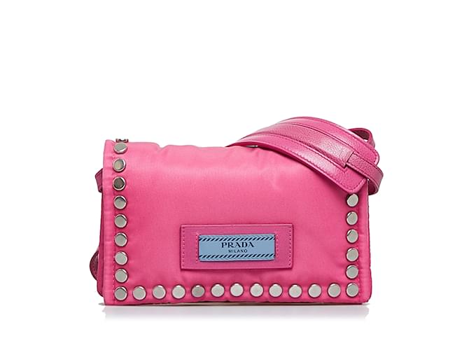 Pink Prada Tessuto Etiquette Crossbody Leather  ref.1212768