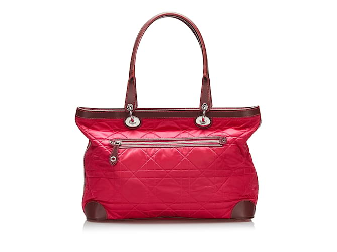 Red Dior Cannage Nylon Tote Bag Cuir Rouge  ref.1212774