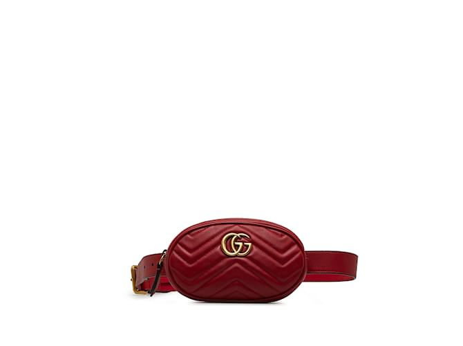 Red Gucci GG Marmont Matelasse Belt Bag Leather  ref.1212776