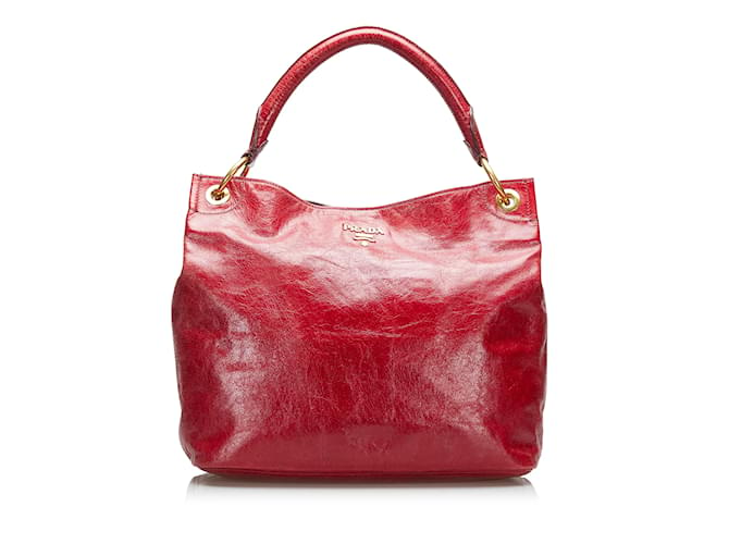 Red Prada Leather Tote  ref.1212786
