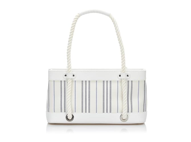 White Burberry Stripes Handbag Leather  ref.1212790