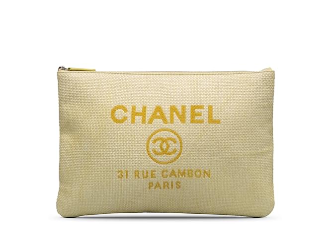 Gelbe Chanel Deauville O Case Clutch Bag Korb  ref.1212821