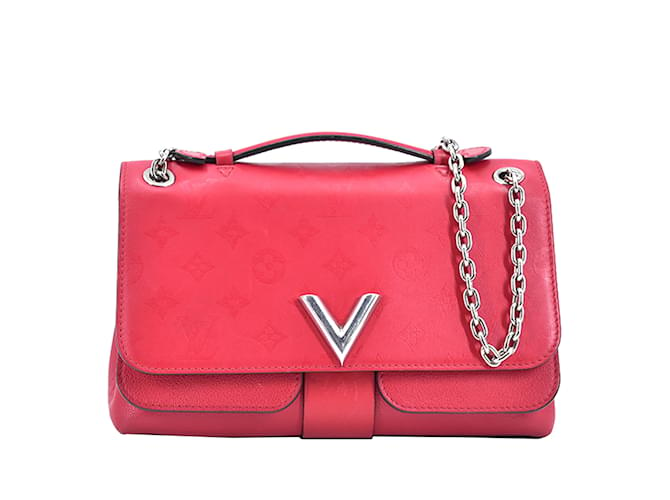 Borsa a tracolla Louis Vuitton Monogram Cuir Plume Ecume Very Chain rossa Rosso Pelle  ref.1212843